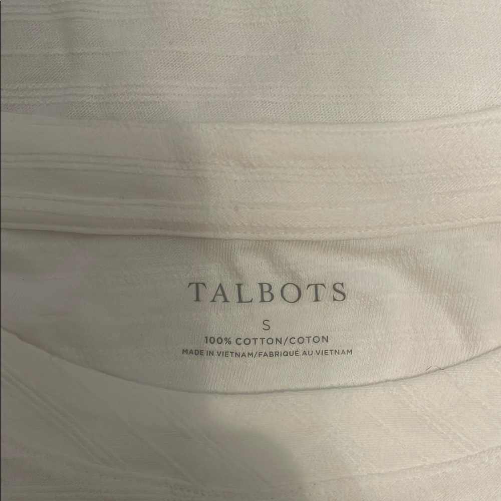 NWT: Talbots White Ribbed Fitted Short Sleeve Tee (size S) - Picture 6 of 7
